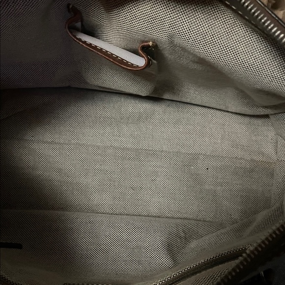 Vintage! 🩵 Denim Dooney & Bourke w Leather & Blue Monogram Double Pocket Satchel - Picture 6 of 10